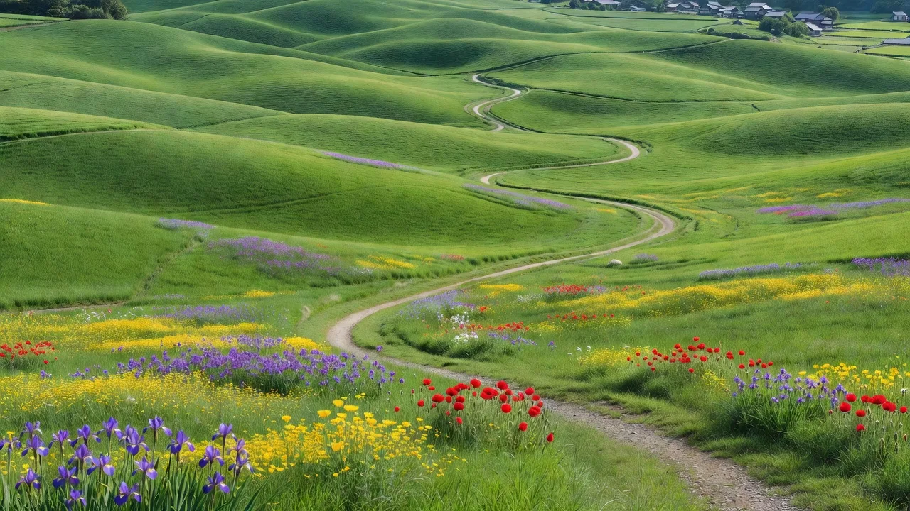 広大な緑の牧草地